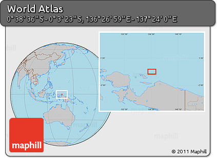 Gray Location Map of the Area around 0° 21' 0" S, 136° 55' 30" E