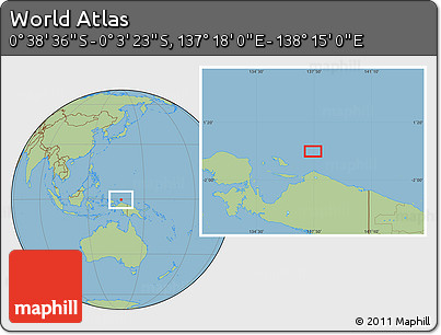 Savanna Style Location Map of the Area around 0° 21' 0" S, 137° 46' 30" E