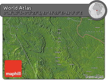 Satellite Map of the Area around 0° 21' 0" S, 13° 40' 30" E