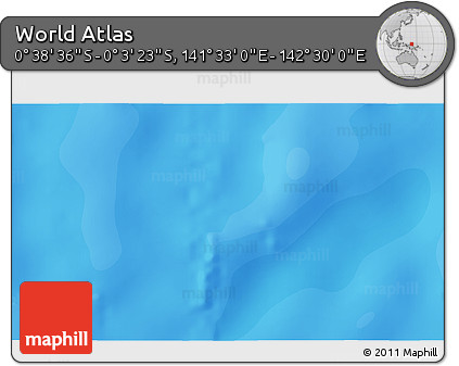 Political 3D Map of the Area around 0° 21' 0" S, 142° 1' 30" E