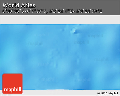 Shaded Relief 3D Map of the Area around 0° 21' 0" S, 142° 52' 30" E
