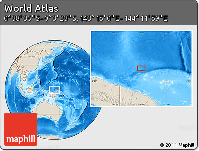 Shaded Relief Location Map of the Area around 0° 21' 0" S, 143° 43' 29" E