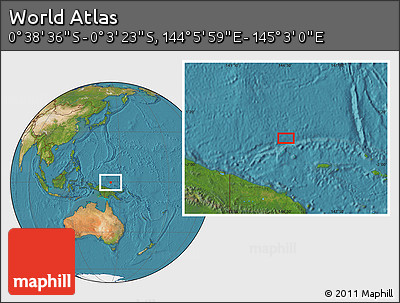 Satellite Location Map of the Area around 0° 21' 0" S, 144° 34' 29" E