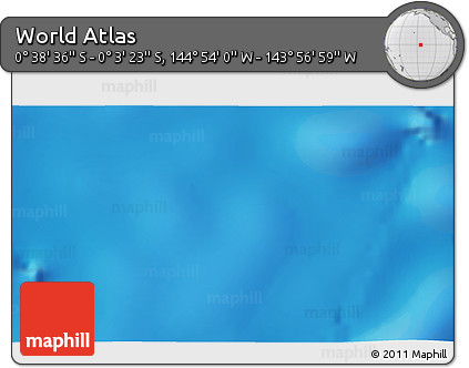 Physical 3D Map of the Area around 0° 21' 0" S, 144° 25' 30" W