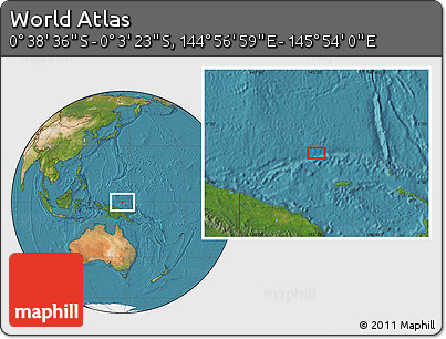 Satellite Location Map of the Area around 0° 21' 0" S, 145° 25' 30" E