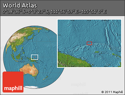 Satellite Location Map of the Area around 0° 21' 0" S, 145° 25' 30" E