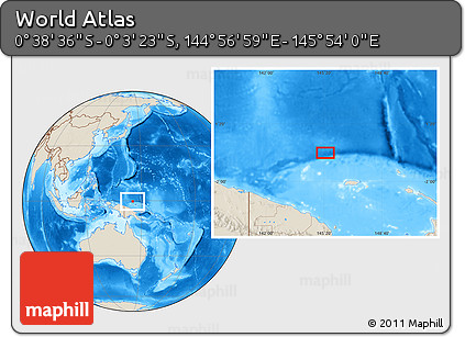 Shaded Relief Location Map of the Area around 0° 21' 0" S, 145° 25' 30" E