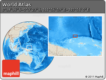 Shaded Relief Location Map of the Area around 0° 21' 0" S, 145° 25' 30" E