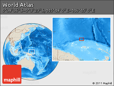 Shaded Relief Location Map of the Area around 0° 21' 0" S, 146° 16' 30" E