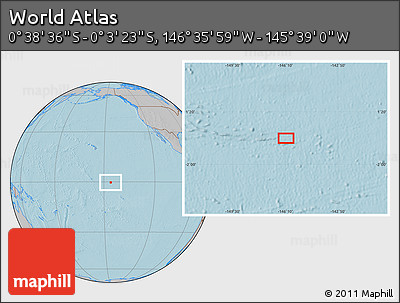 Gray Location Map of the Area around 0° 21' 0" S, 146° 7' 30" W, hill shading