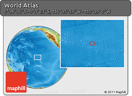 Physical Location Map of the Area around 0° 21' 0" S, 146° 7' 30" W