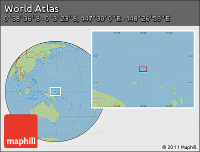 Savanna Style Location Map of the Area around 0° 21' 0" S, 147° 58' 29" E