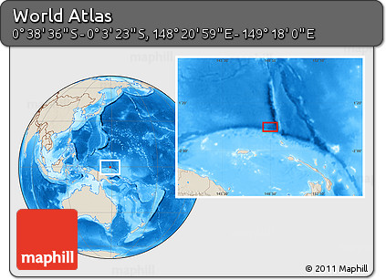 Shaded Relief Location Map of the Area around 0° 21' 0" S, 148° 49' 29" E
