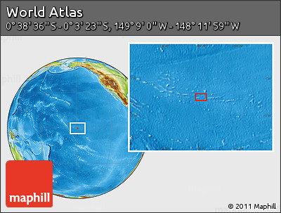 Physical Location Map of the Area around 0° 21' 0" S, 148° 40' 30" W