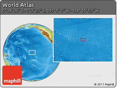 Physical Location Map of the Area around 0° 21' 0" S, 148° 40' 30" W