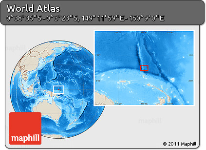 Shaded Relief Location Map of the Area around 0° 21' 0" S, 149° 40' 30" E