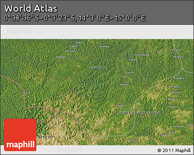 Satellite 3D Map of the Area around 0° 21' 0" S, 14° 31' 30" E