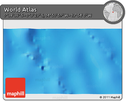 Physical 3D Map of the Area around 0° 21' 0" S, 14° 22' 30" W