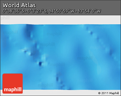 Physical 3D Map of the Area around 0° 21' 0" S, 14° 22' 30" W