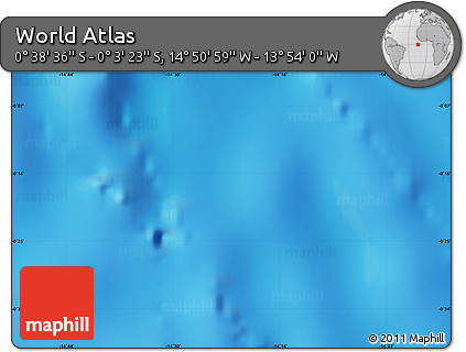 Physical Map of the Area around 0° 21' 0" S, 14° 22' 30" W