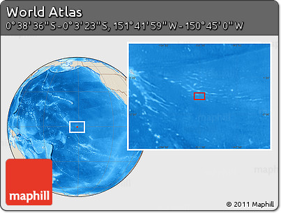 Shaded Relief Location Map of the Area around 0° 21' 0" S, 151° 13' 29" W