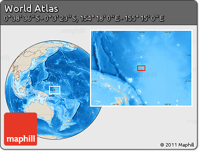 Shaded Relief Location Map of the Area around 0° 21' 0" S, 154° 46' 30" E