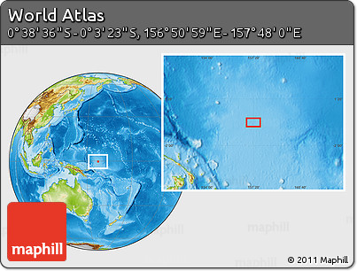 Physical Location Map of the Area around 0° 21' 0" S, 157° 19' 29" E