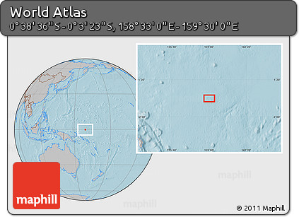 Gray Location Map of the Area around 0° 21' 0" S, 159° 1' 30" E, hill shading