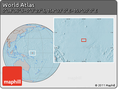 Gray Location Map of the Area around 0° 21' 0" S, 159° 1' 30" E, hill shading
