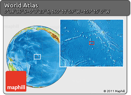 Physical Location Map of the Area around 0° 21' 0" S, 159° 43' 29" W