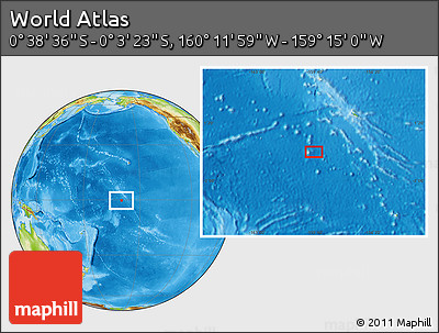 Physical Location Map of the Area around 0° 21' 0" S, 159° 43' 29" W