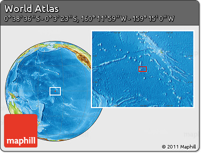 Physical Location Map of the Area around 0° 21' 0" S, 159° 43' 29" W