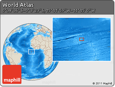 Shaded Relief Location Map of the Area around 0° 21' 0" S, 15° 13' 29" W