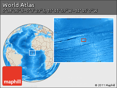 Shaded Relief Location Map of the Area around 0° 21' 0" S, 15° 13' 29" W