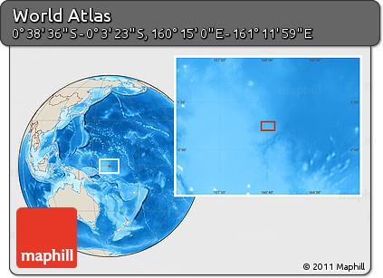 Shaded Relief Location Map of the Area around 0° 21' 0" S, 160° 43' 29" E