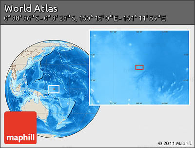 Shaded Relief Location Map of the Area around 0° 21' 0" S, 160° 43' 29" E
