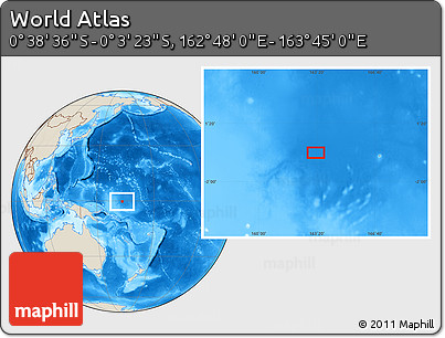 Shaded Relief Location Map of the Area around 0° 21' 0" S, 163° 16' 30" E