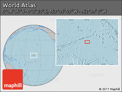 Gray Location Map of the Area around 0° 21' 0" S, 163° 7' 30" W, hill shading