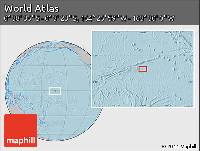 Gray Location Map of the Area around 0° 21' 0" S, 163° 58' 29" W, hill shading