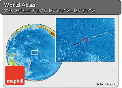 Physical Location Map of the Area around 0° 21' 0" S, 166° 31' 30" W