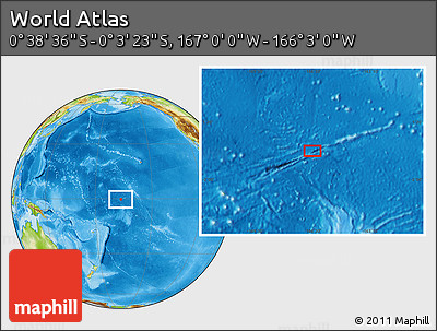 Physical Location Map of the Area around 0° 21' 0" S, 166° 31' 30" W