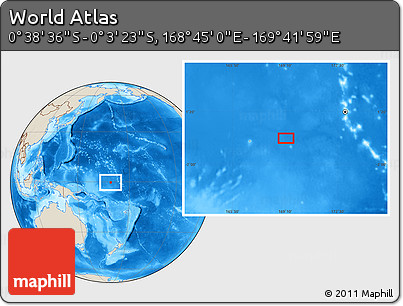 Shaded Relief Location Map of the Area around 0° 21' 0" S, 169° 13' 29" E