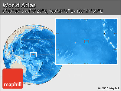 Shaded Relief Location Map of the Area around 0° 21' 0" S, 169° 13' 29" E