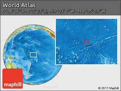 Physical Location Map of the Area around 0° 21' 0" S, 169° 4' 29" W