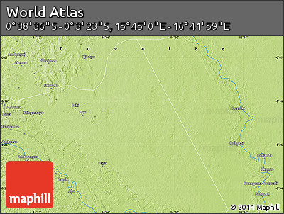 Physical Map of the Area around 0° 21' 0" S, 16° 13' 30" E