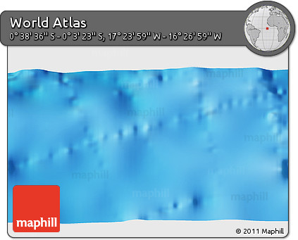Physical 3D Map of the Area around 0° 21' 0" S, 16° 55' 29" W