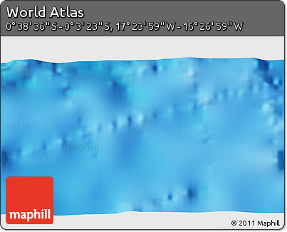 Physical 3D Map of the Area around 0° 21' 0" S, 16° 55' 29" W