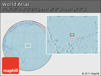 Gray Location Map of the Area around 0° 21' 0" S, 170° 46' 30" W, hill shading