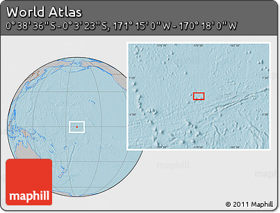 Gray Location Map of the Area around 0° 21' 0" S, 170° 46' 30" W, hill shading