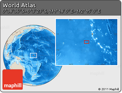 Shaded Relief Location Map of the Area around 0° 21' 0" S, 171° 46' 30" E